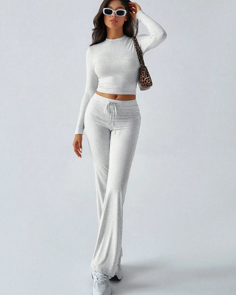 Conjunto de Camisa Ajustada Manga Larga y Pantalón para Mujer