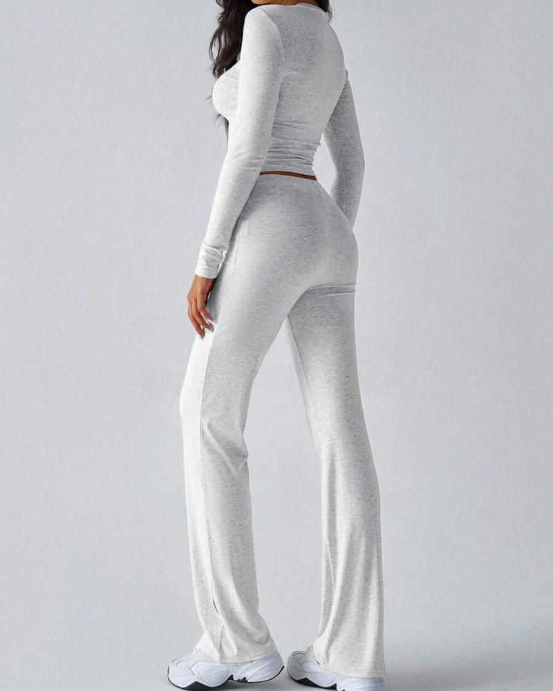 Conjunto de Camisa Ajustada Manga Larga y Pantalón para Mujer