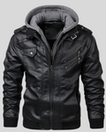 Chaqueta de Cuero con Capucha para Hombre®