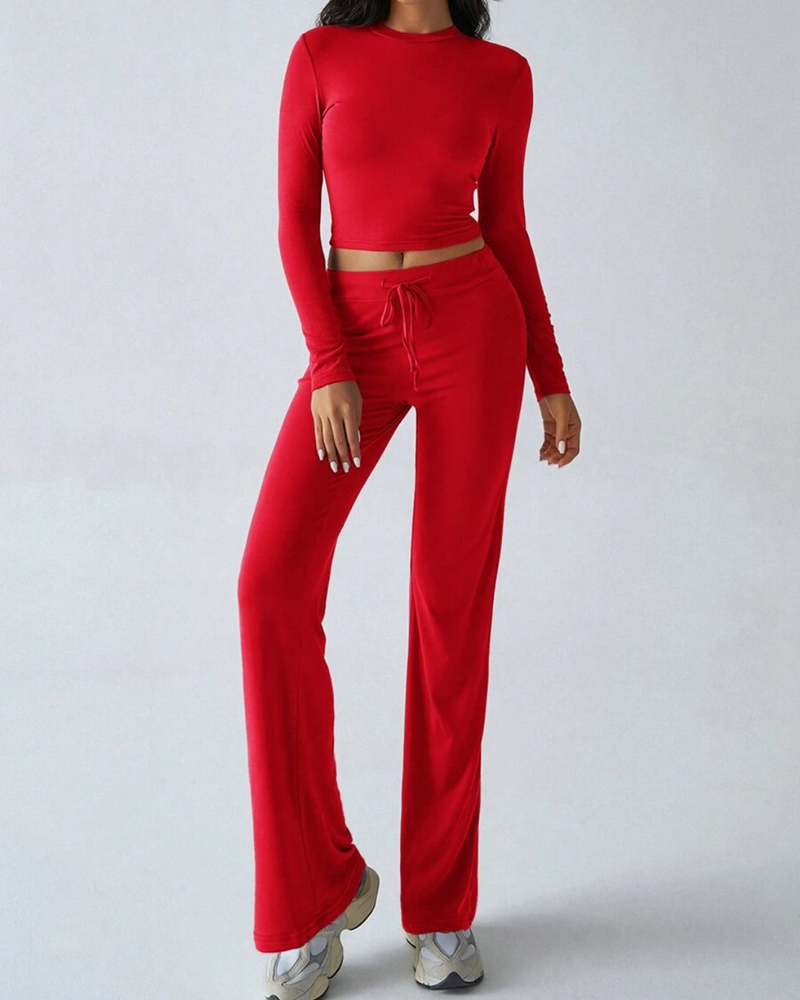 Conjunto de Camisa Ajustada Manga Larga y Pantalón para Mujer