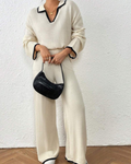 Conjunto de Jersey y Pantalón de 2 Piezas con Acabado en Color Contrastante