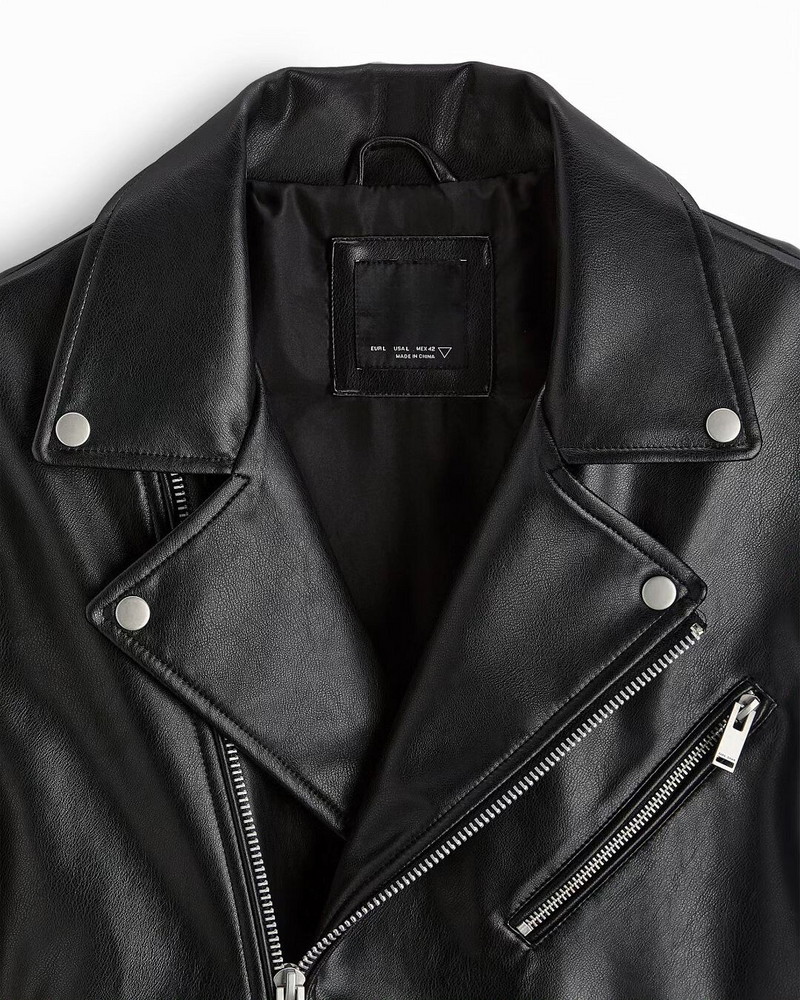 Chaqueta Clásica de Cuero con Solapa para Hombres