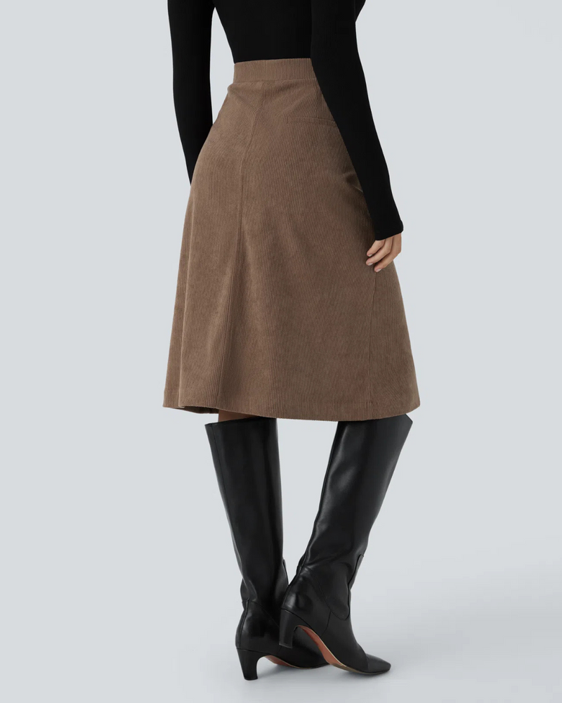 Falda Casual para Mujer con Bolsillos y Abertura Frontal