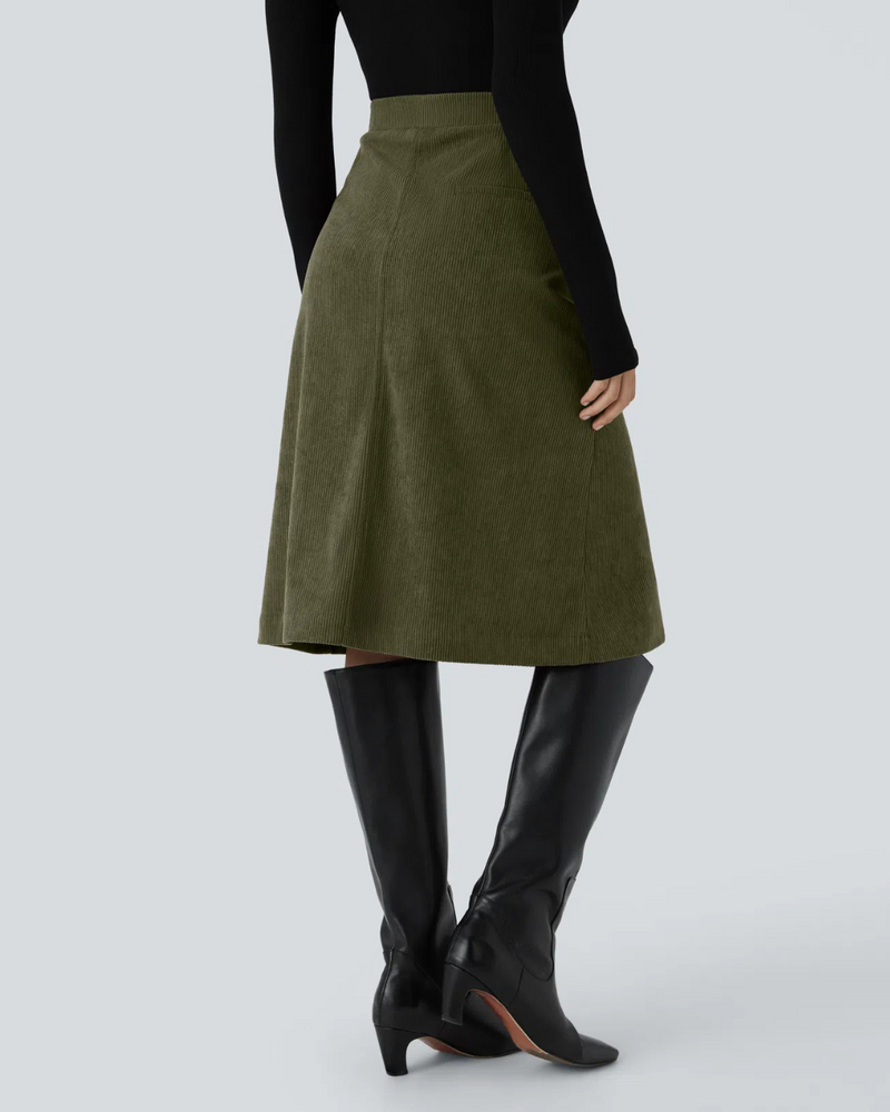 Falda Casual para Mujer con Bolsillos y Abertura Frontal