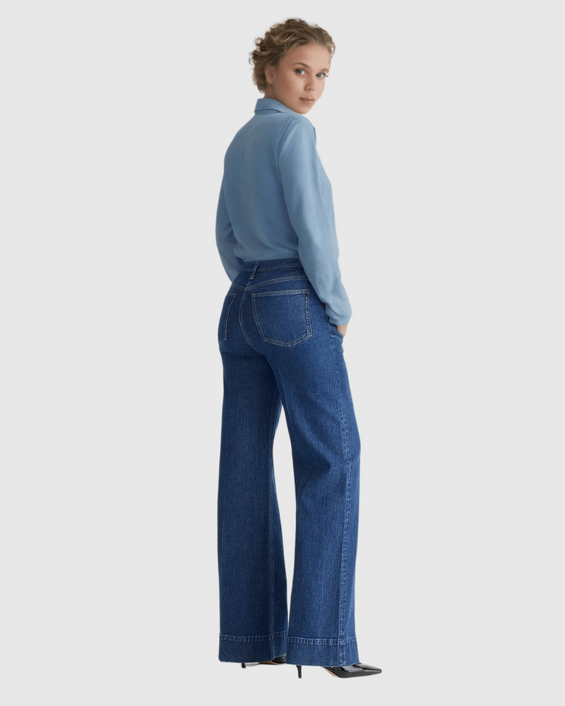 Pantalón de Cintura Alta y Corte Ancho con Control del Vientre