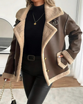 Chaqueta Elegante de Cuero Forrado de Felpa para Mujer®