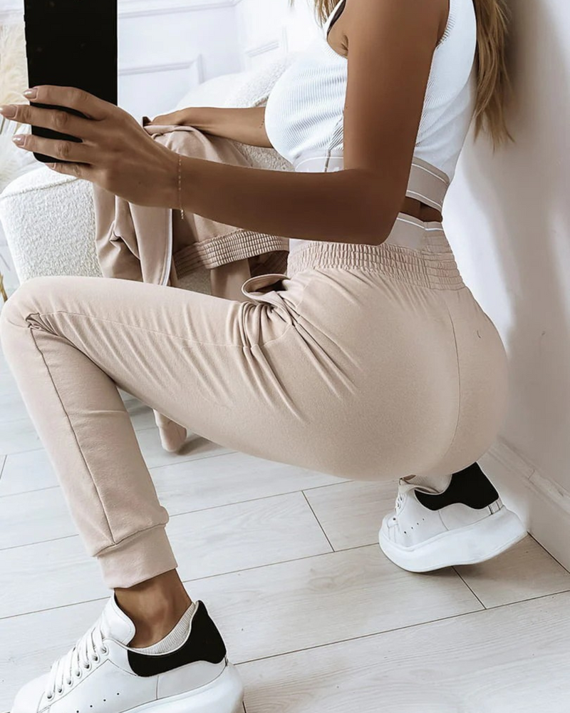 Conjunto Deportivo de 3 Piezas con Cierre para Mujer