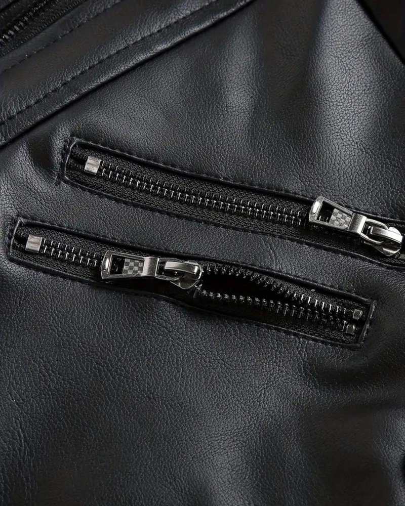 Chaqueta de Cuero con Capucha para Hombre