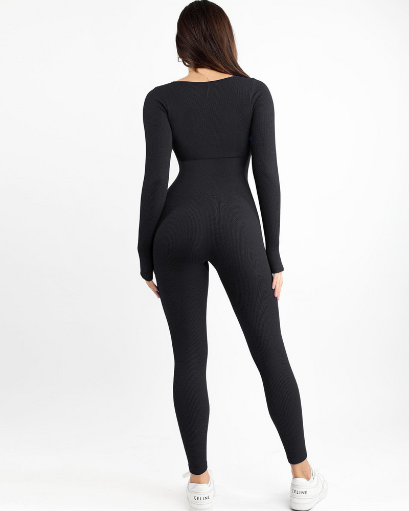 Traje de Entrenamiento con Cuello Cuadrado sin Costuras y Faja