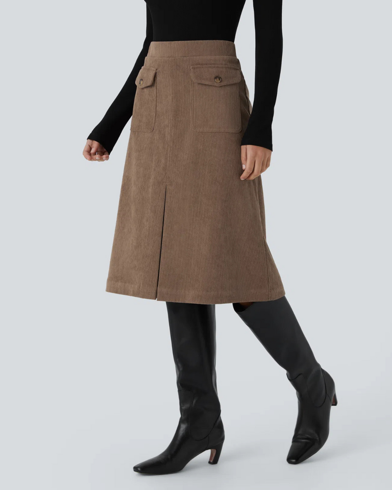 Falda Casual para Mujer con Bolsillos y Abertura Frontal