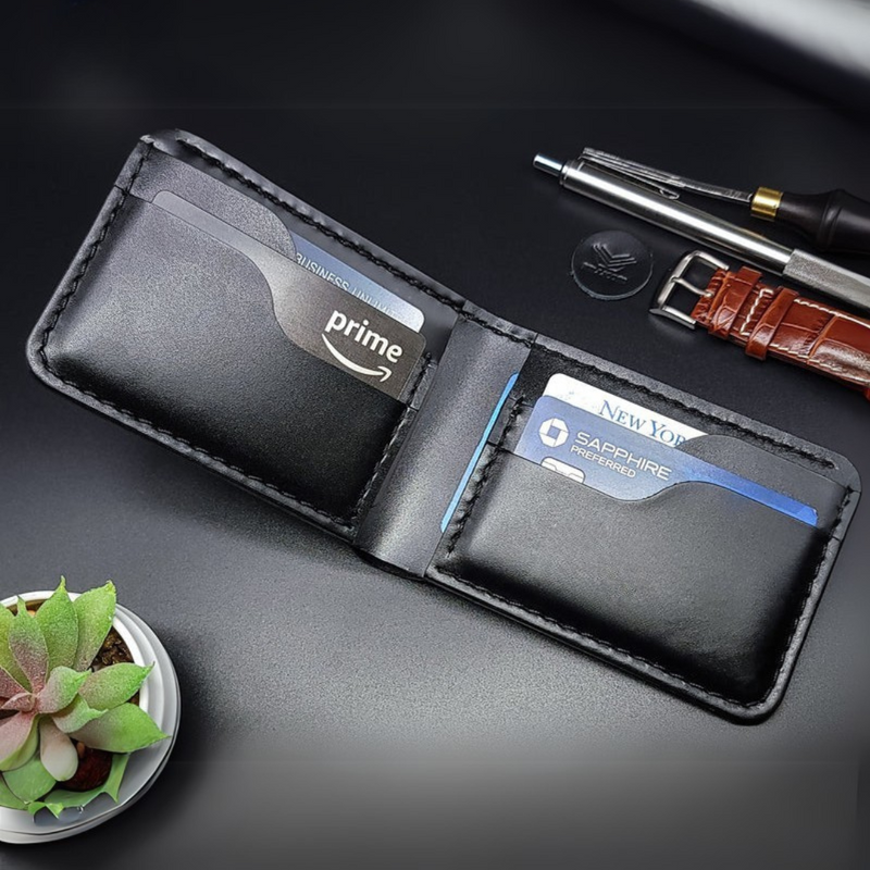 Billetera de Cuero con Diseño Elegante y Costuras Reforzadas