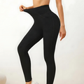 Pantalón Elástico Ajustado Tiro Alto con Bolsillo Trasero