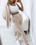 Conjunto Deportivo de 3 Piezas con Cierre para Mujer