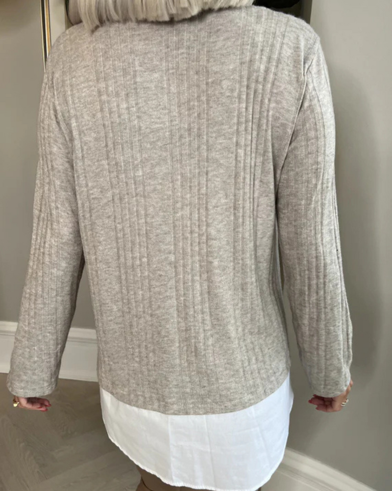 Blusa de Dos Piezas con Solapa y Manga Larga con Parches Informales