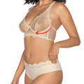 Conjunto Sujetador tipo Bralette y Braga con Encaje y Transparencia Leonisa