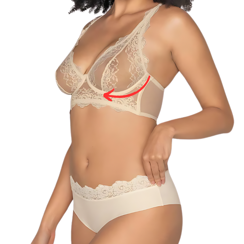 Conjunto Sujetador tipo Bralette y Braga con Encaje y Transparencia Leonisa