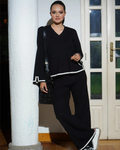 Conjunto de Pantalón de Punto Suave con Cuello en V para Mujer