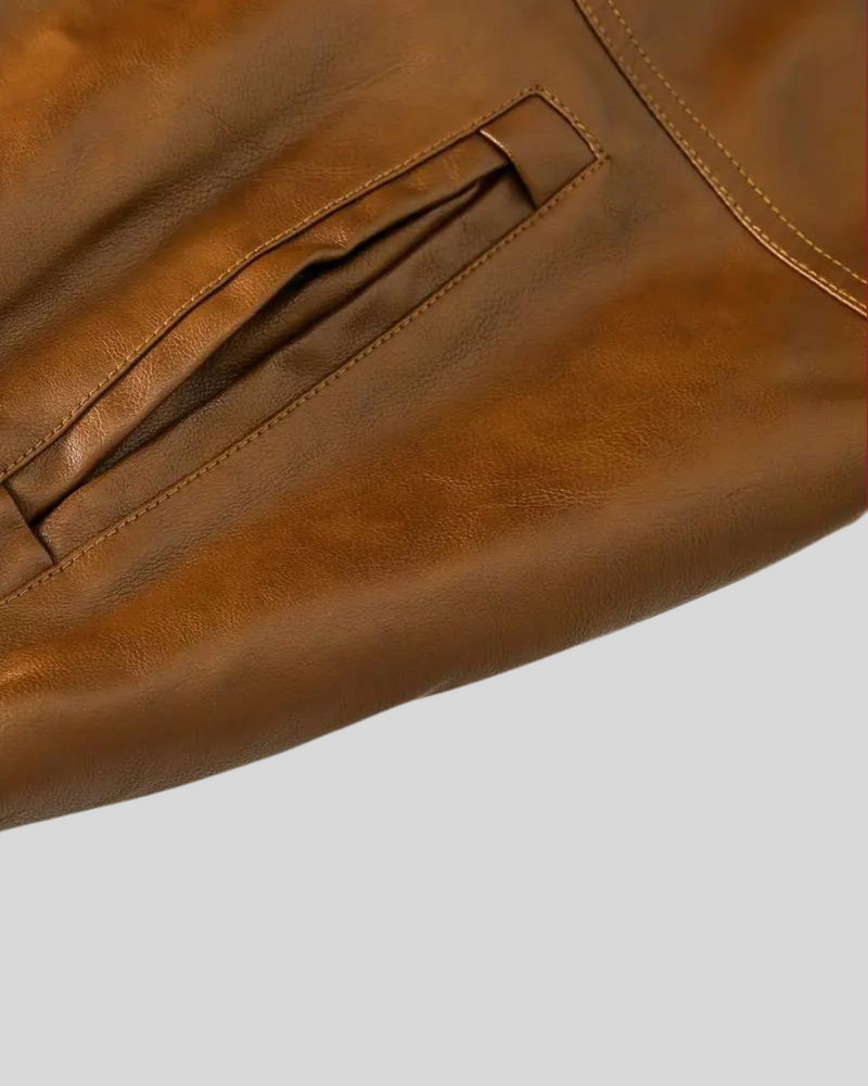 Chaqueta de Cuero con Capucha para Hombre