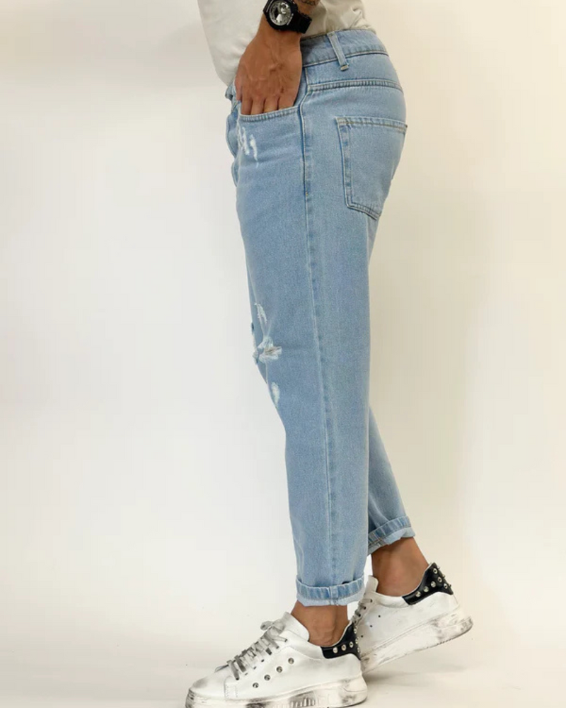 Pantalón con Ligero Desgarro en la Rodilla para Hombres