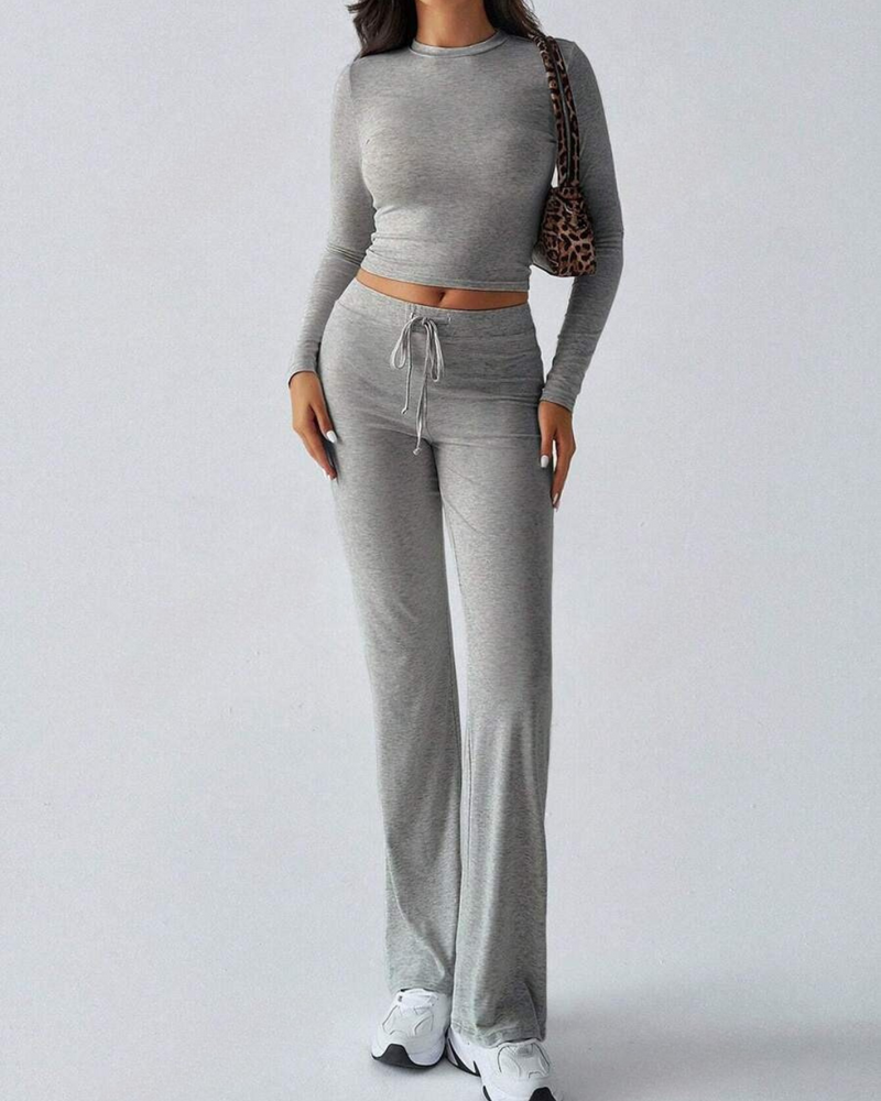 Conjunto de Camisa Ajustada Manga Larga y Pantalón para Mujer