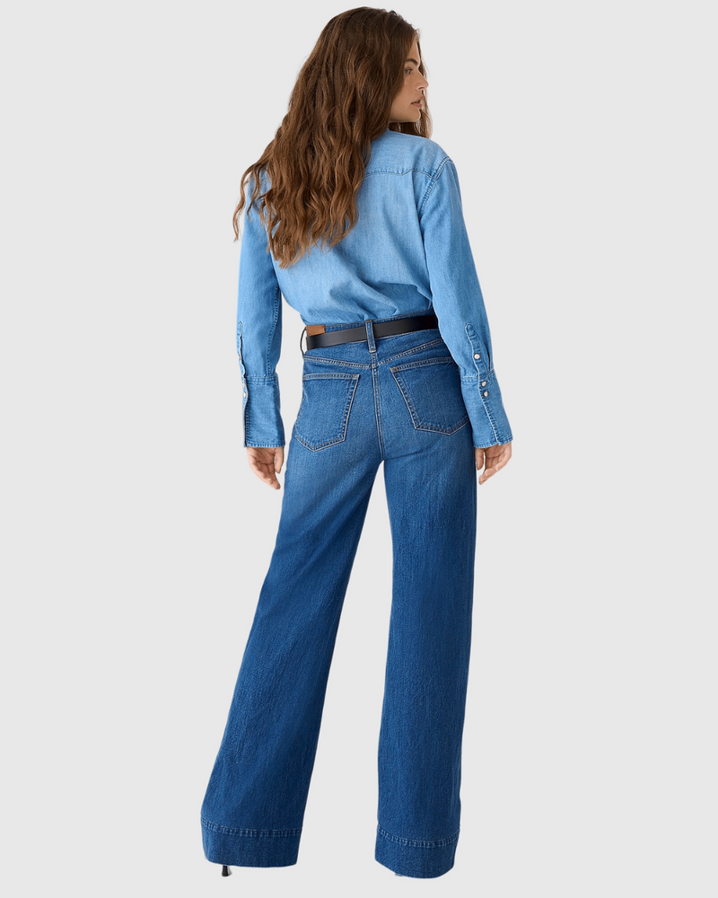 Pantalón de Cintura Alta y Corte Ancho con Control del Vientre