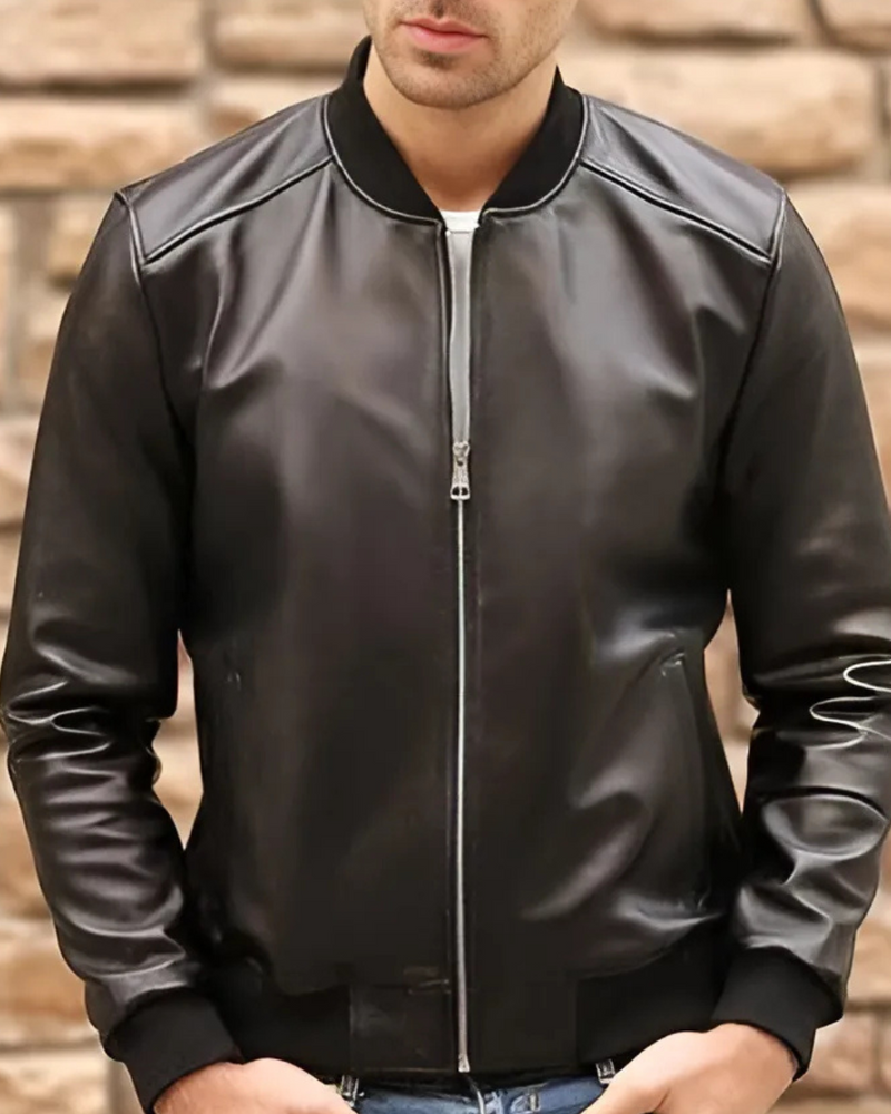 Chaqueta Bomber de Cuero para Hombre®