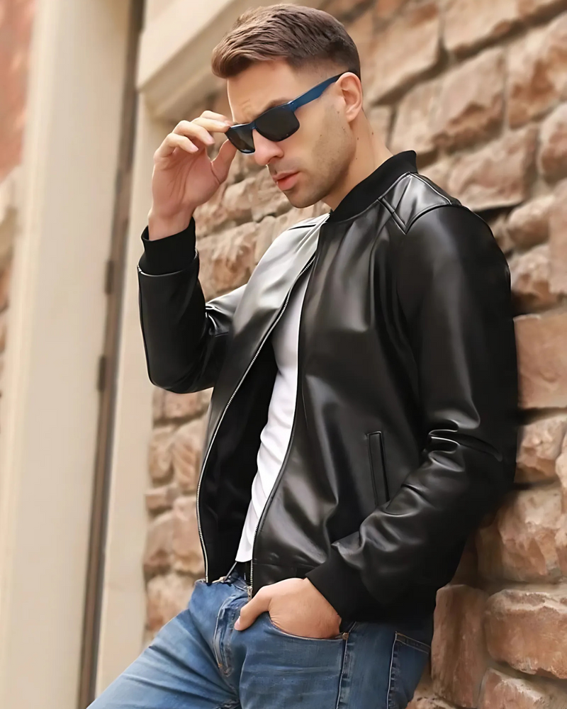 Chaqueta Bomber de Cuero para Hombre®