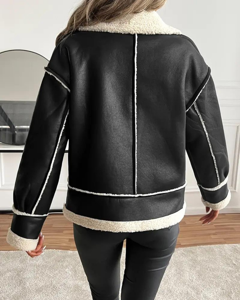 Chaqueta Elegante de Cuero Forrado de Felpa para Mujer®