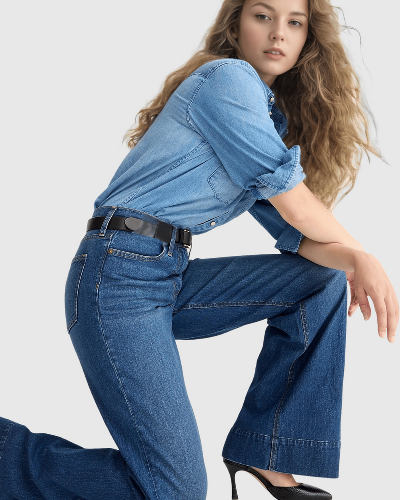 Pantalón de Cintura Alta y Corte Ancho con Control del Vientre