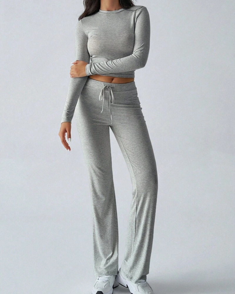 Conjunto de Camisa Ajustada Manga Larga y Pantalón para Mujer