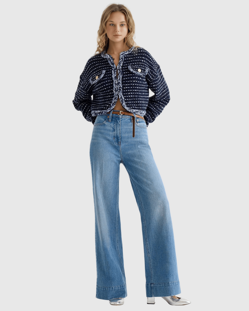 Pantalón de Cintura Alta y Corte Ancho con Control del Vientre