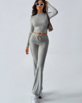 Conjunto de Camisa Ajustada Manga Larga y Pantalón para Mujer