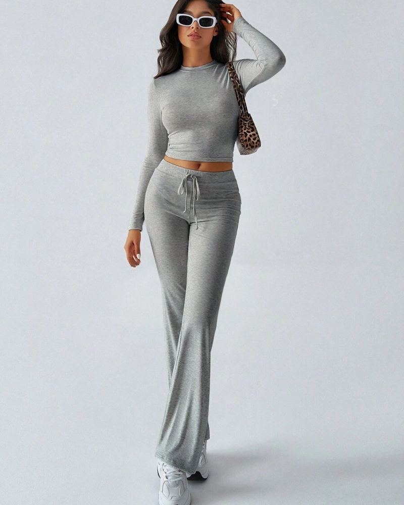 Conjunto de Camisa Ajustada Manga Larga y Pantalón para Mujer