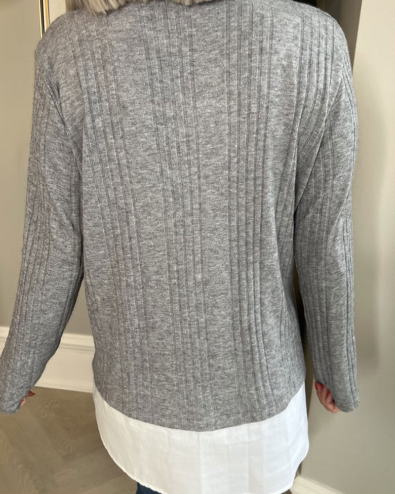 Blusa de Dos Piezas con Solapa y Manga Larga con Parches Informales