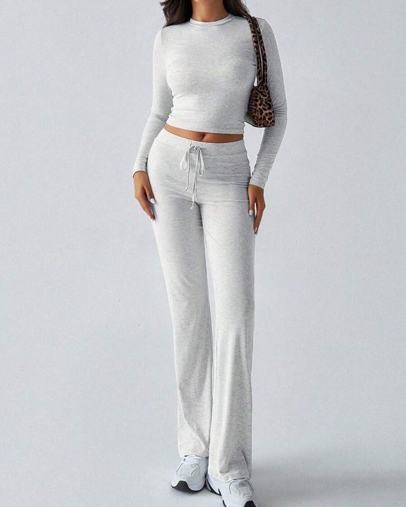 Conjunto de Camisa Ajustada Manga Larga y Pantalón para Mujer