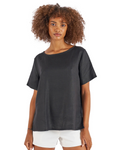 Blusa de Lino con Diseño Holgado y Mangas Cortas