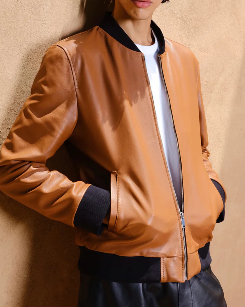 Chaqueta Bomber de Cuero para Hombre®